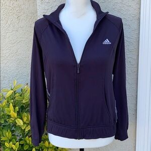 💚Adidas Purple Track Jacket w Three Stripes Size M
